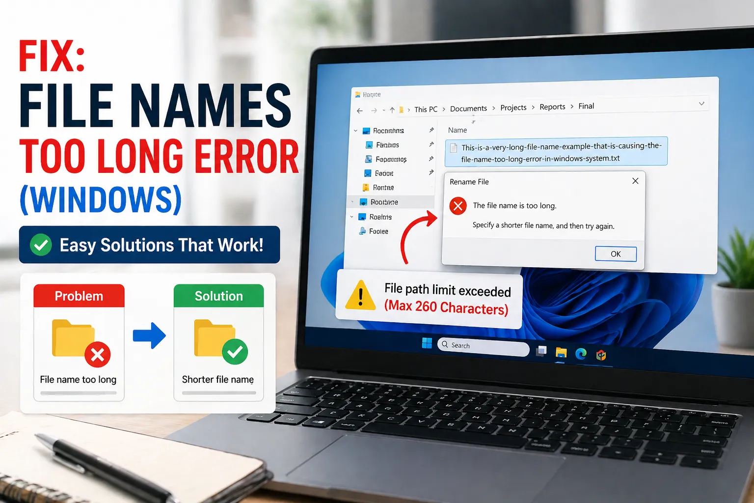 Fix: File Names Too Long Error in Windows » File Rename OnlineFile ...