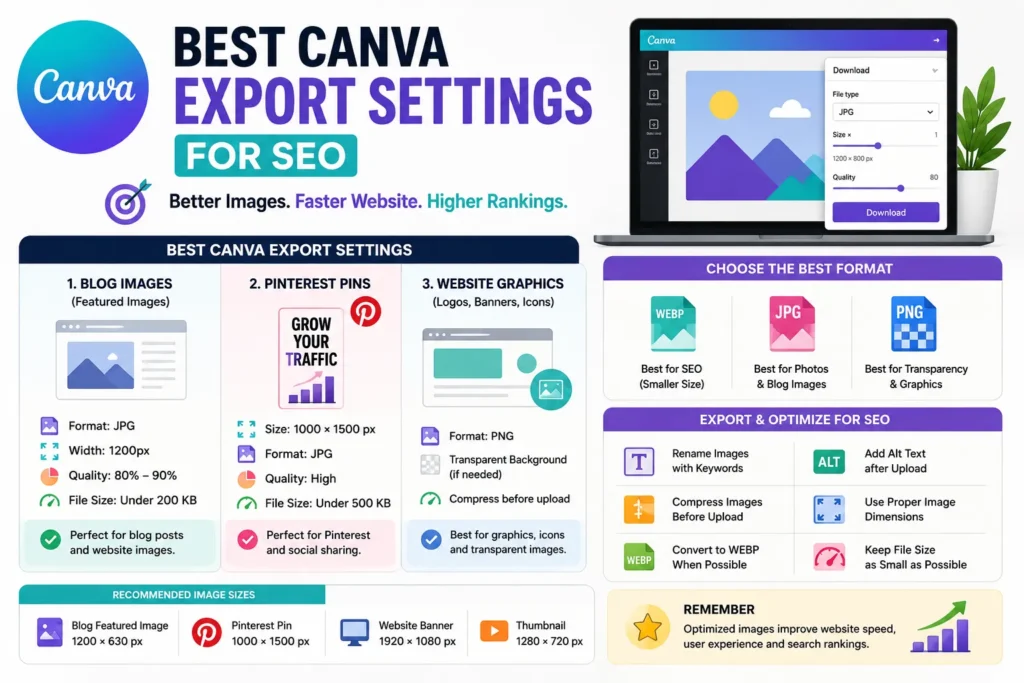 Best Canva Export Settings for SEO